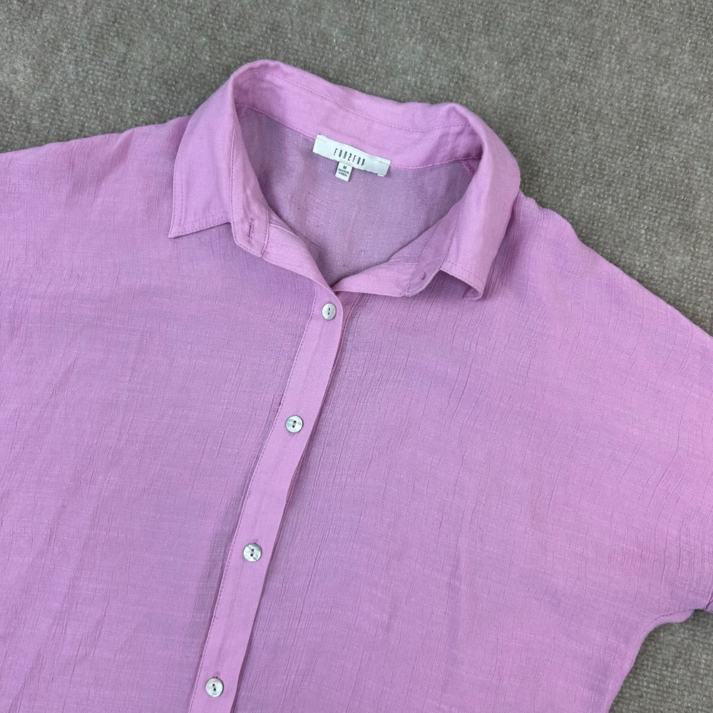 Fun2Fun Shirt Womens Medium Purple Knit Rayon Cuffed Sleeve Casual Button Up